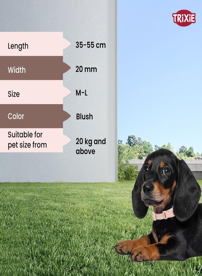 TRIXIE Premium Dog Collar, M-L Size, 35-55 cm Length, 20 mm Width, for Pets 20 kg and Above (Blush) - Image 5